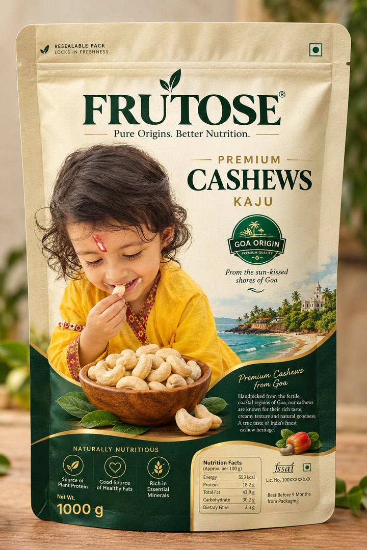 FRUTOSE Premium Cashews 1000 g pack