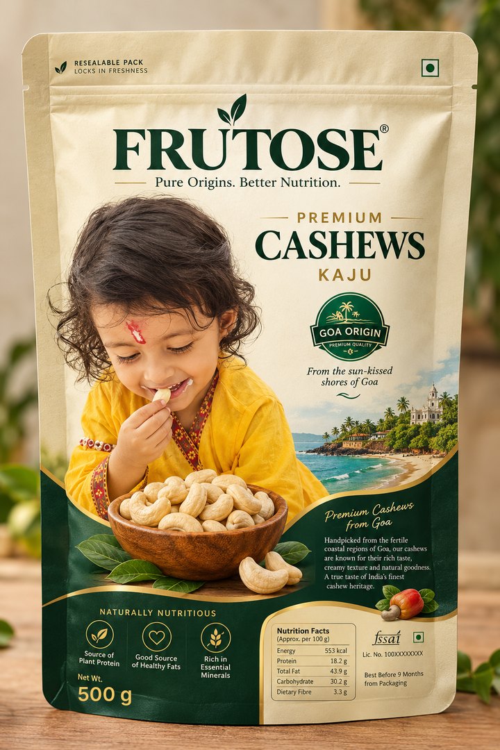 FRUTOSE Premium Cashews 500 g pack